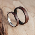 Rosewood Wedding Rings: Silver and Fire-Blackened Titanium Bands