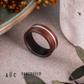 Black Ceramic Titanium carbide and Rosewood ring with silver liner. Engagement ring, wedding ring. Titanium ring. Ring for men