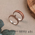 Unisex Rosewood Wedding Bands with Chrysocolla Inlay (Couple Set)