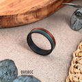 Black Titanium Ring - Rosewood Inlay with Green Malachite Accent