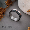 MÚNICH - Titanium and carbon fiber with copper liner. Engagement ring, wedding ring.