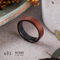 Fire blackened Titanium and Rosewood ring. Engagement ring, wedding ring. Ring for men. Boho wedding ring.