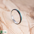 Silver and Rosewood ring with chrysocolla inlay. Engagement ring, wedding ring.