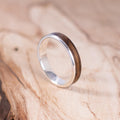 Silver and Mongoy wood ring, engagement ring, wedding ring.