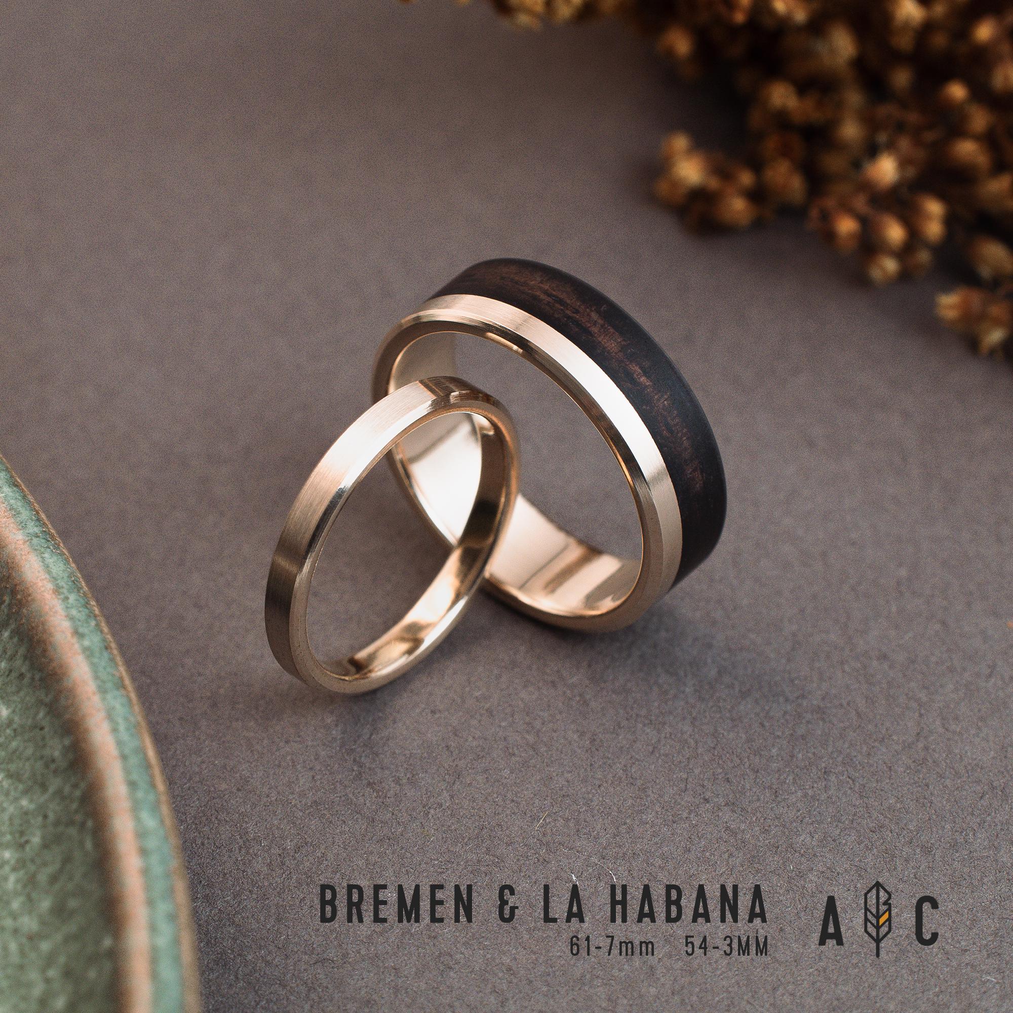 Wedding Bands: Bronze with Ebony Wood Accents (Handcrafted Set